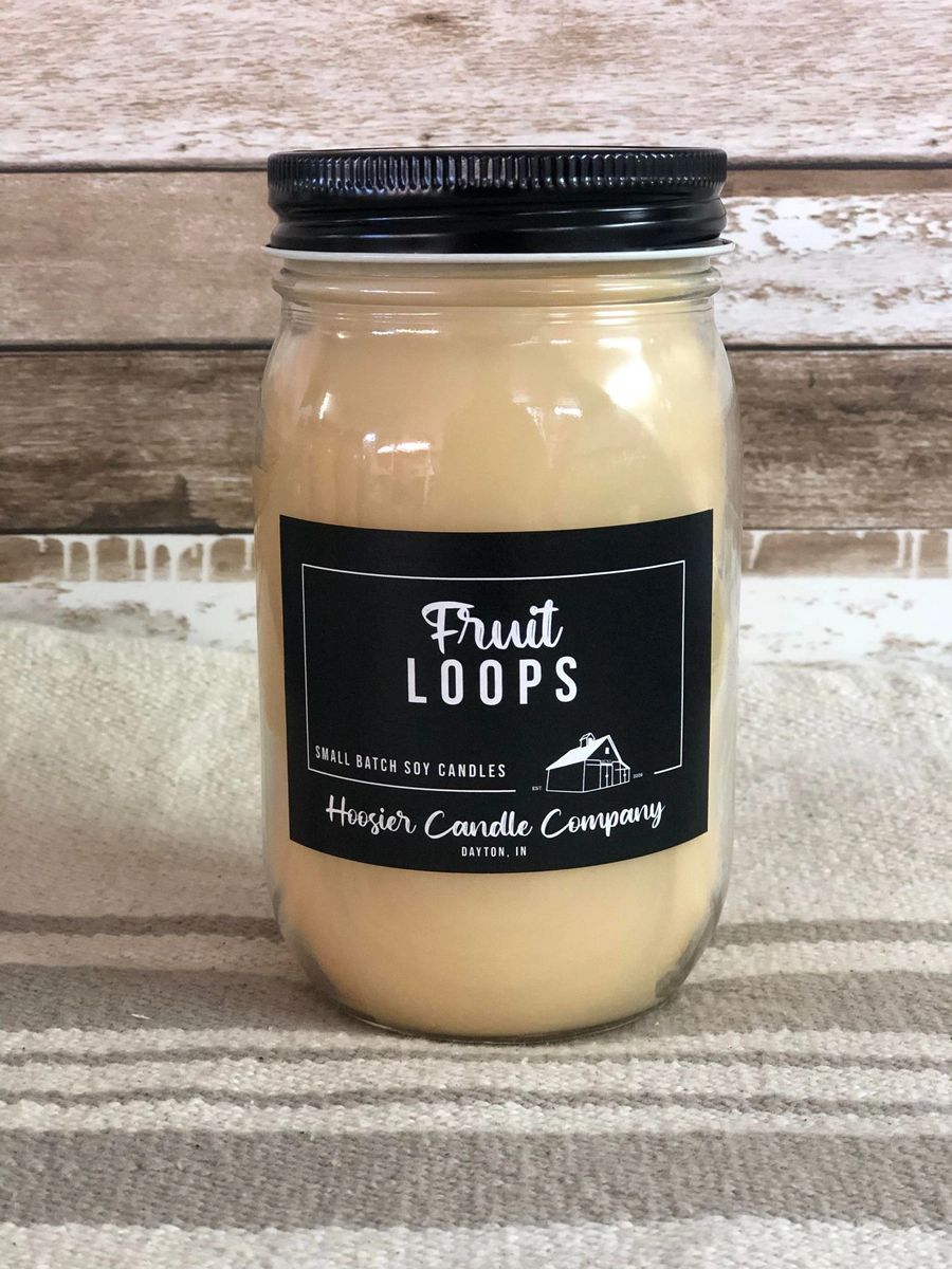 Fruit Loops Scented Black Label Candle by Hoosier Candle Company 16oz